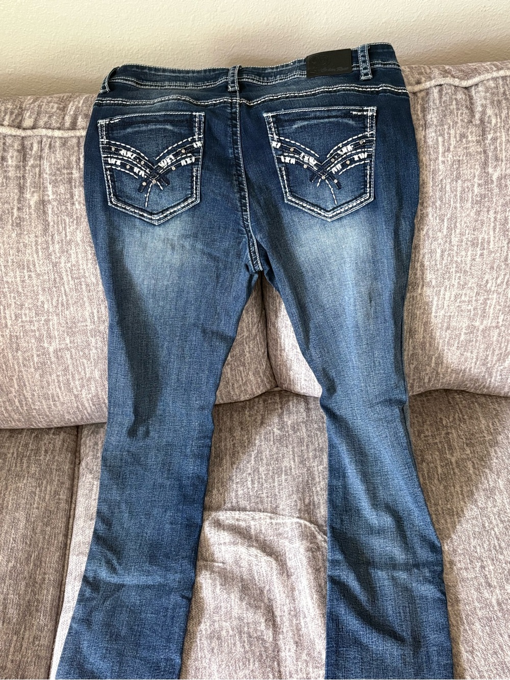 Women's Blue Bootcut Jeans with Embroidered Back Pockets